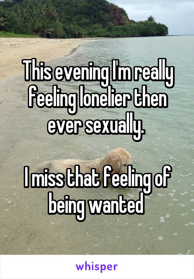 This evening I'm really feeling lonelier then ever sexually. 

I miss that feeling of being wanted 