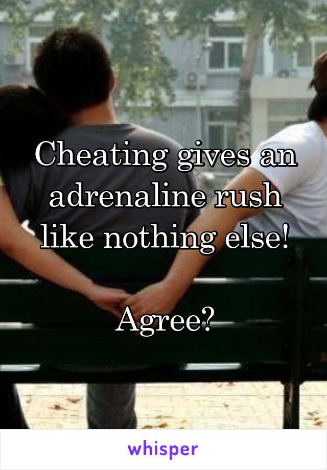 Cheating gives an adrenaline rush like nothing else!

Agree?