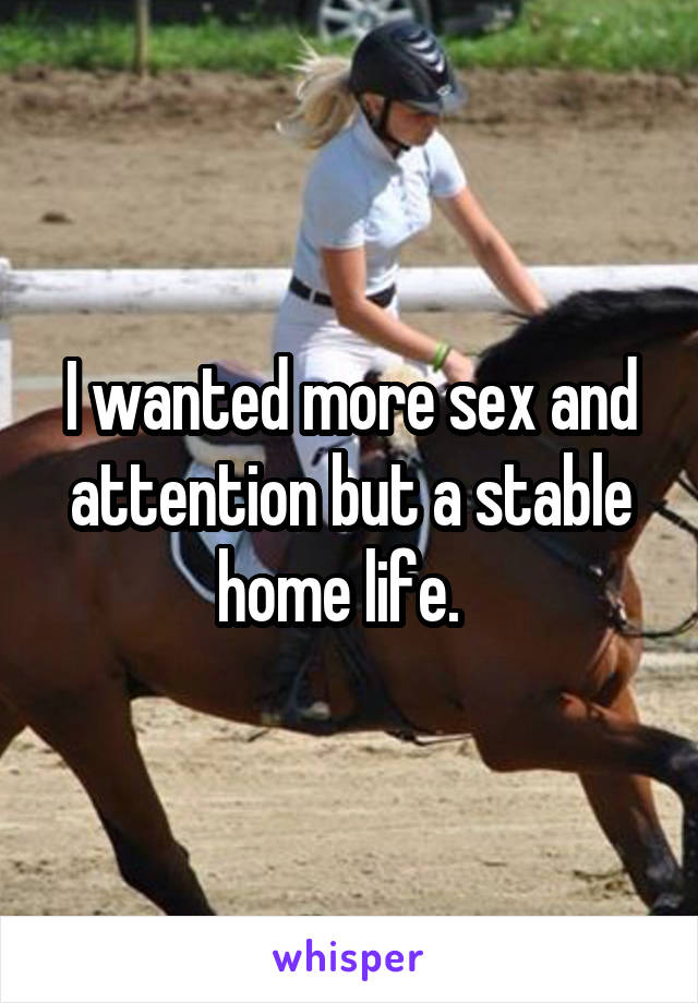 I wanted more sex and attention but a stable home life.  