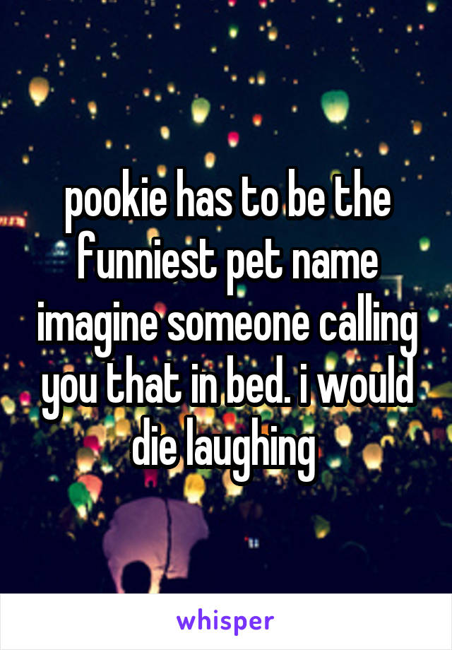 pookie has to be the funniest pet name imagine someone calling you that in bed. i would die laughing 