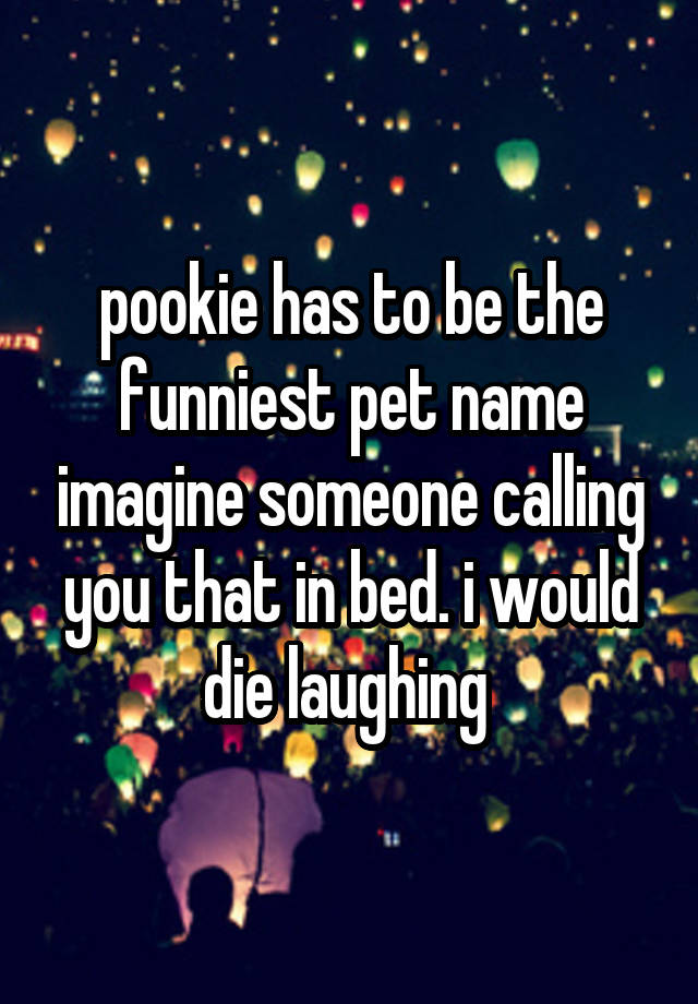 pookie has to be the funniest pet name imagine someone calling you that in bed. i would die laughing 