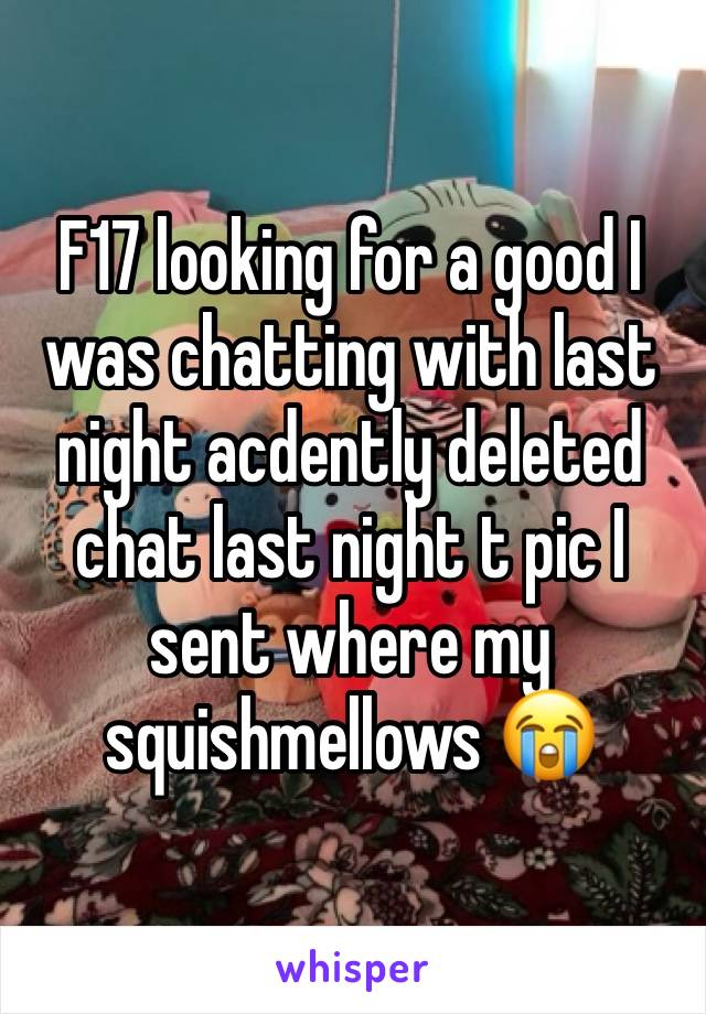 F17 looking for a good I was chatting with last night acdently deleted chat last night t pic I sent where my squishmellows 😭