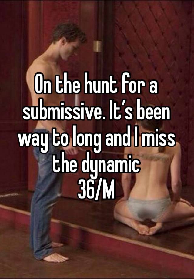 On the hunt for a submissive. It’s been way to long and I miss the dynamic 
36/M