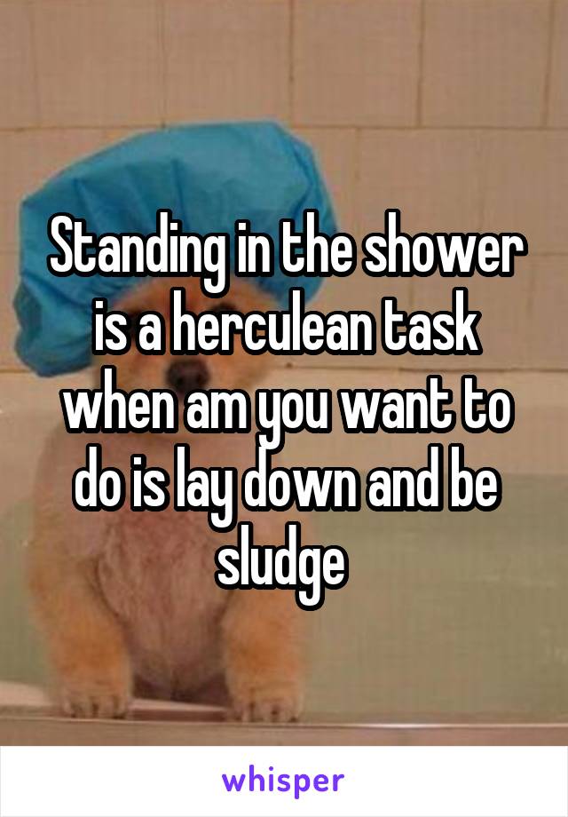 Standing in the shower is a herculean task when am you want to do is lay down and be sludge 