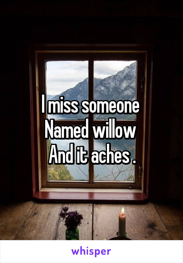 I miss someone 
Named willow 
And it aches .