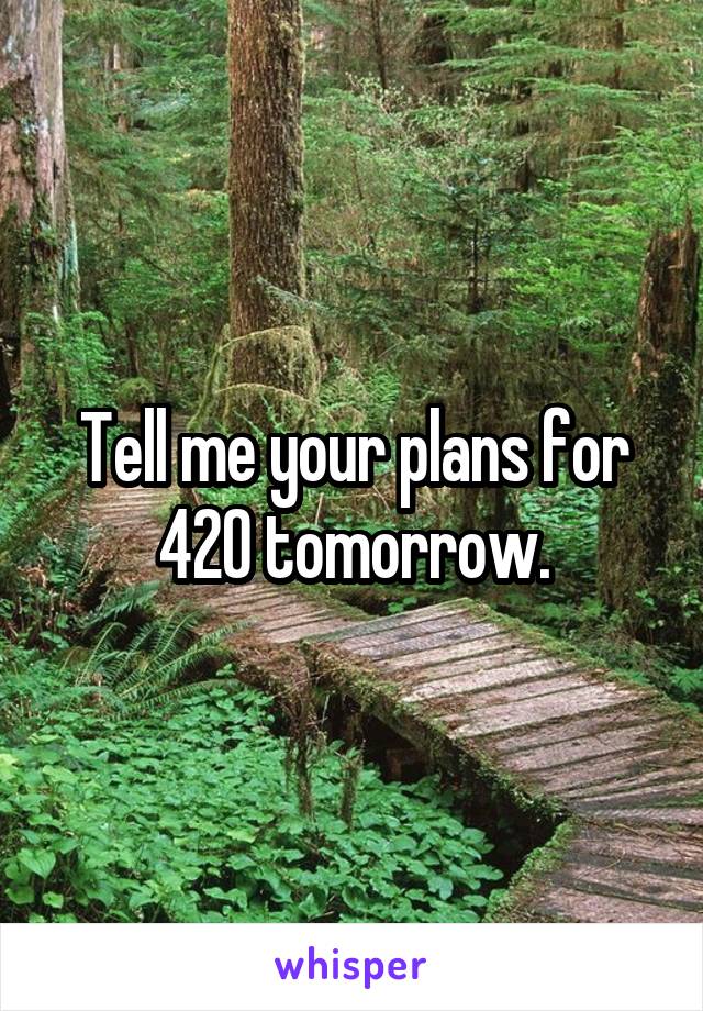 Tell me your plans for 420 tomorrow.