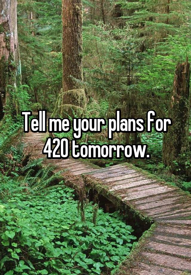 Tell me your plans for 420 tomorrow.