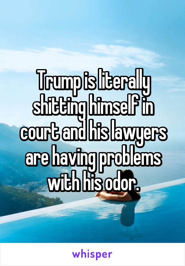 Trump is literally shitting himself in court and his lawyers are having problems with his odor.