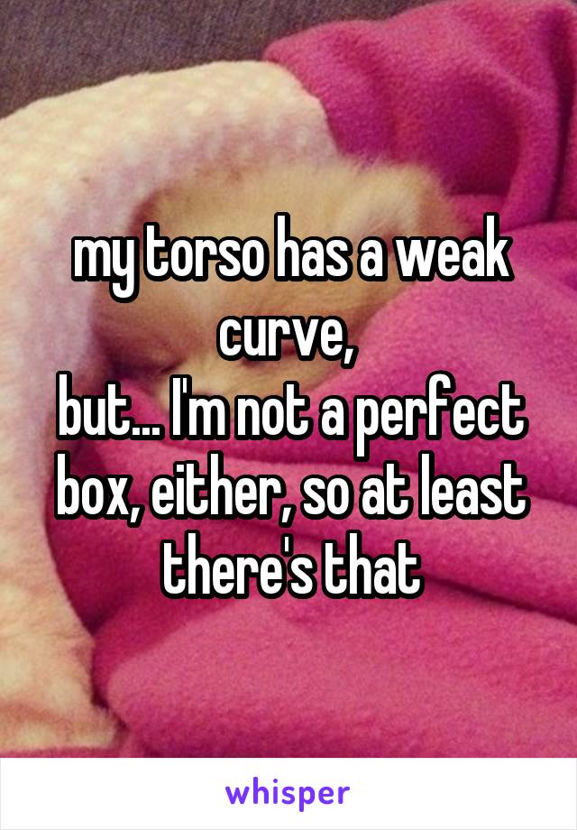 my torso has a weak curve, 
but... I'm not a perfect box, either, so at least there's that