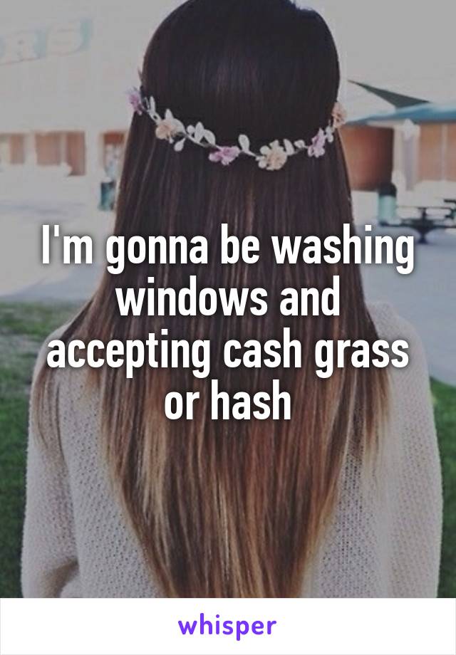 I'm gonna be washing windows and accepting cash grass or hash