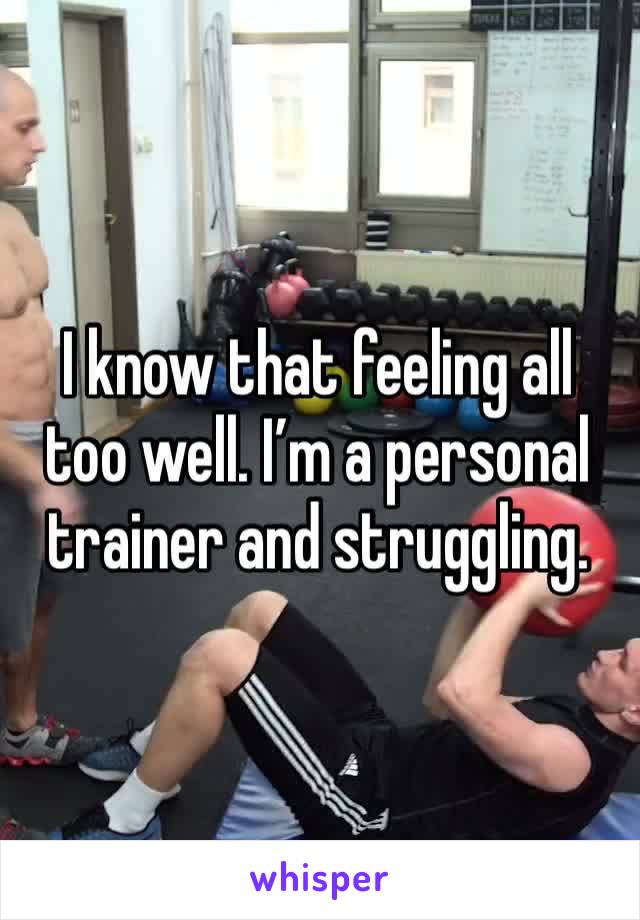 I know that feeling all too well. I’m a personal trainer and struggling. 