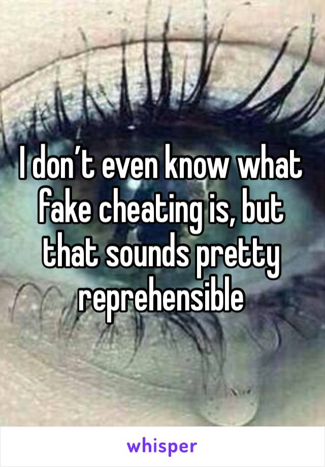 I don’t even know what fake cheating is, but that sounds pretty reprehensible 