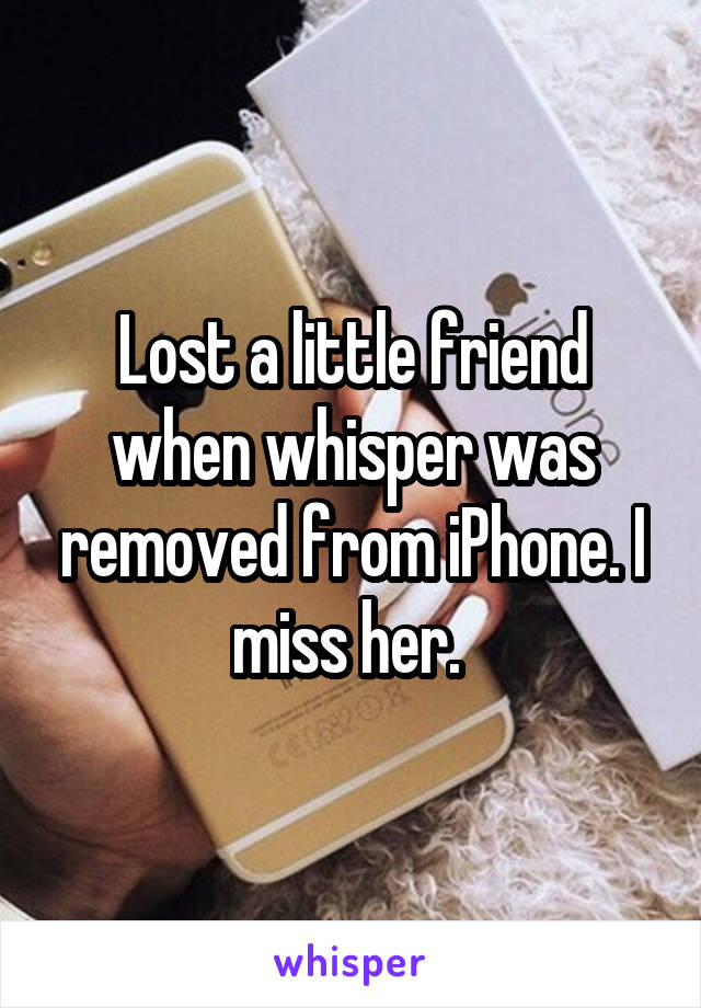 Lost a little friend when whisper was removed from iPhone. I miss her. 