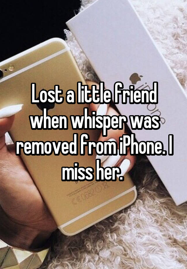 Lost a little friend when whisper was removed from iPhone. I miss her. 