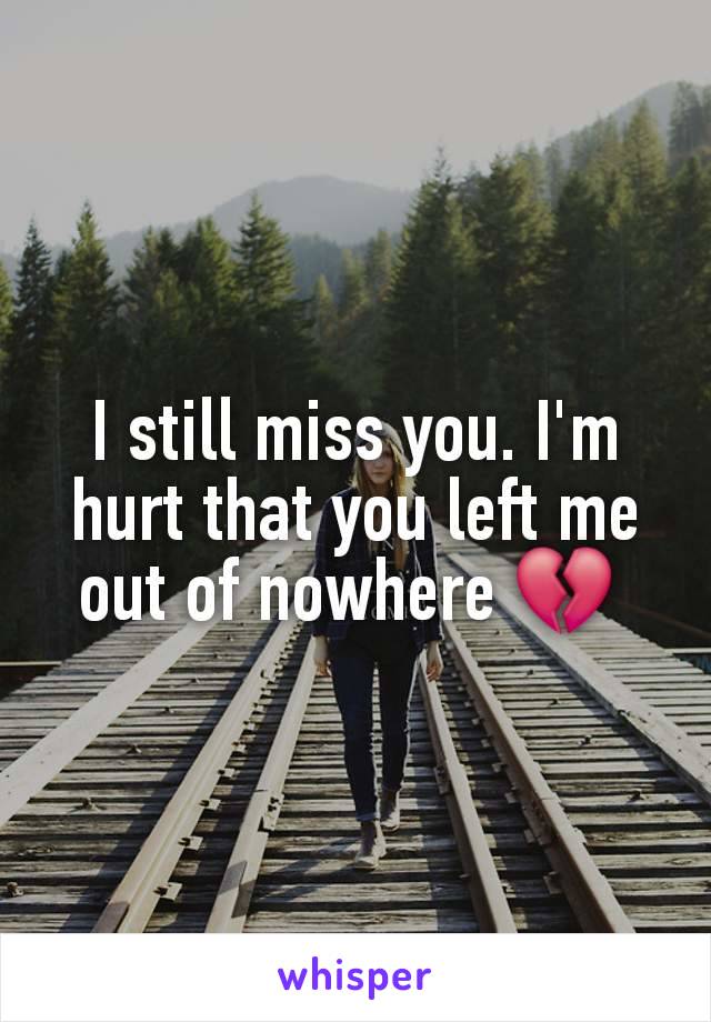 I still miss you. I'm hurt that you left me out of nowhere 💔 