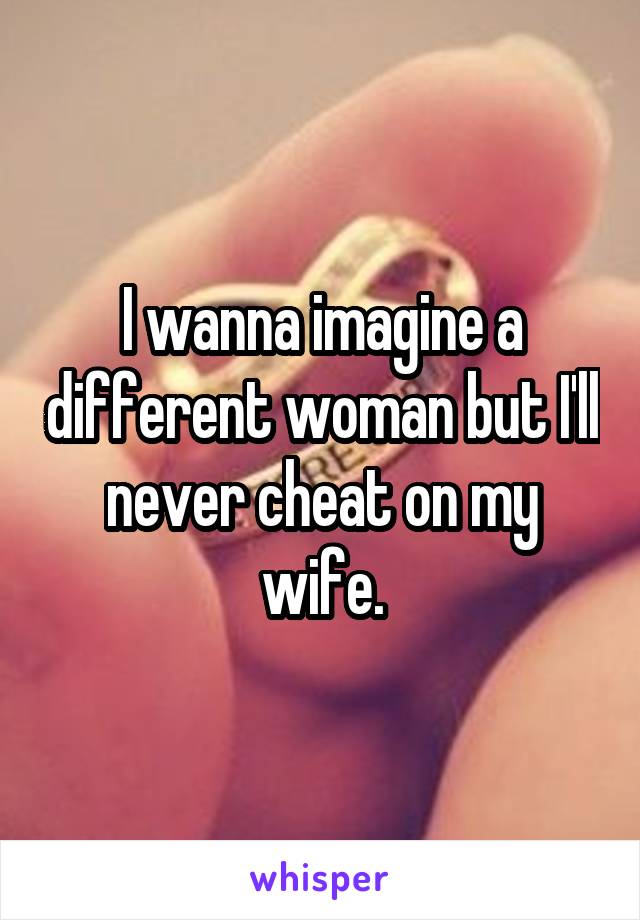 I wanna imagine a different woman but I'll never cheat on my wife.