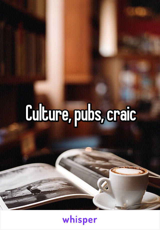 Culture, pubs, craic