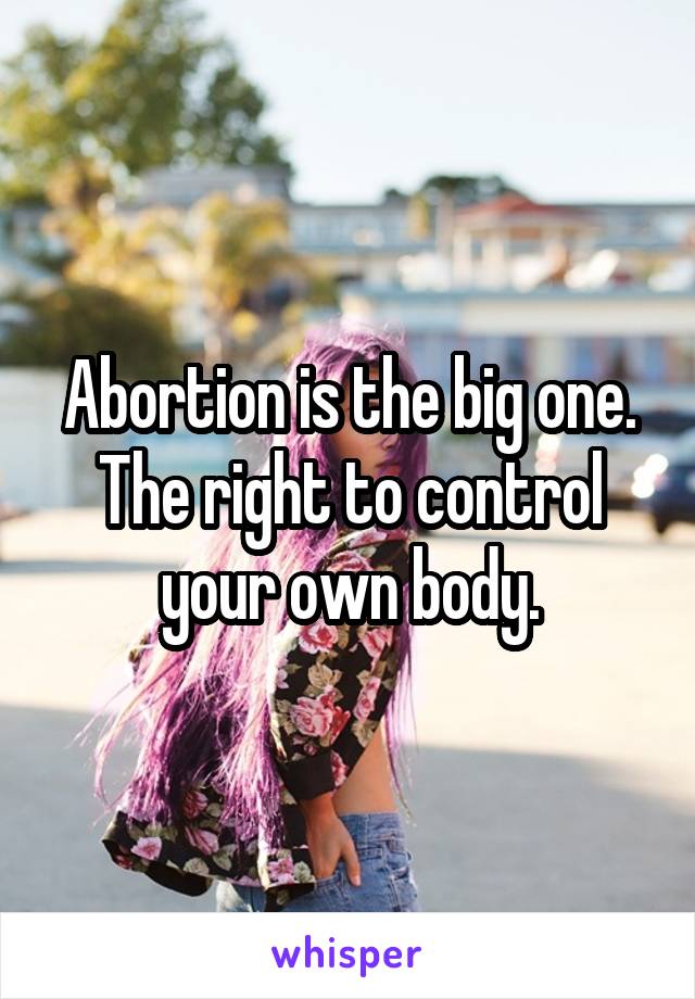 Abortion is the big one. The right to control your own body.