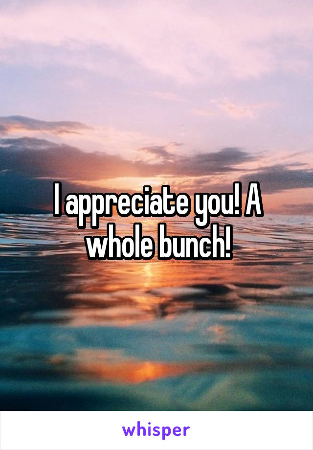 I appreciate you! A whole bunch!