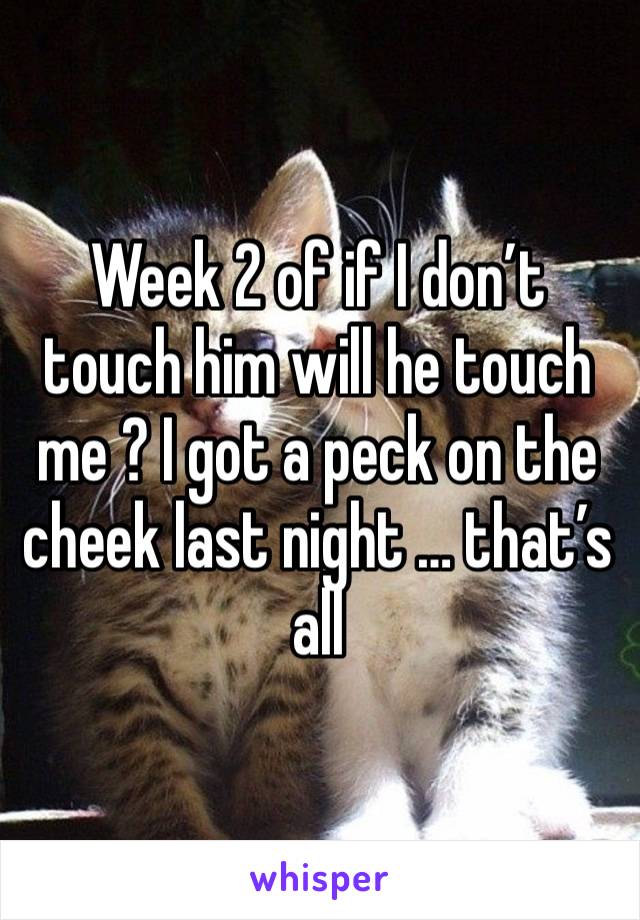 Week 2 of if I don’t touch him will he touch me ? I got a peck on the cheek last night … that’s all 