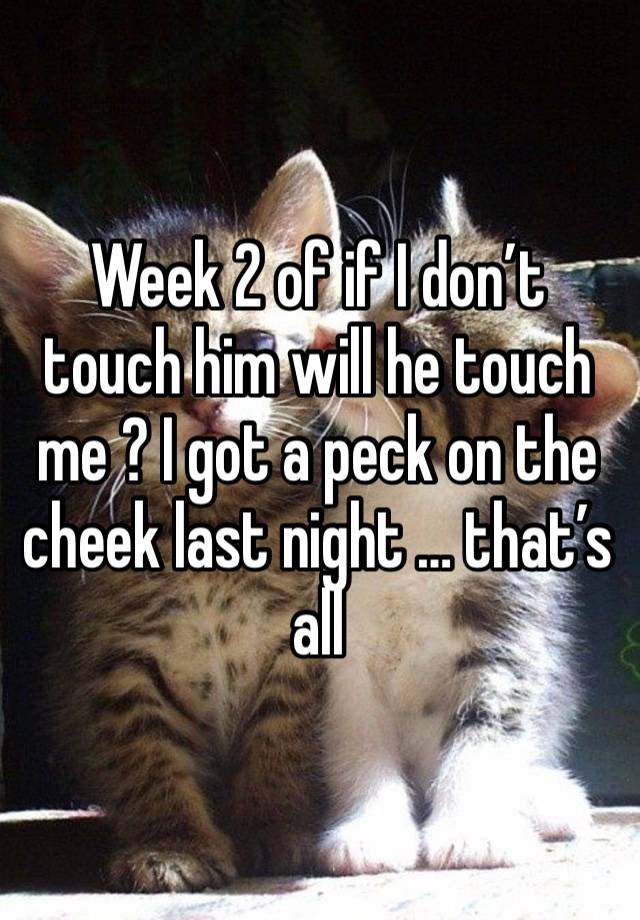 Week 2 of if I don’t touch him will he touch me ? I got a peck on the cheek last night … that’s all 