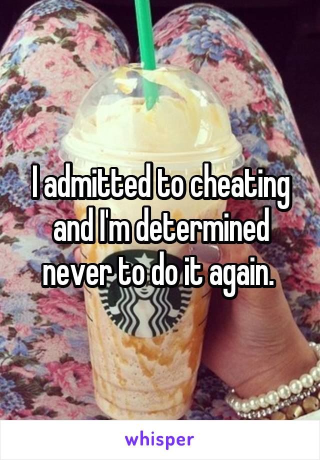 I admitted to cheating and I'm determined never to do it again. 