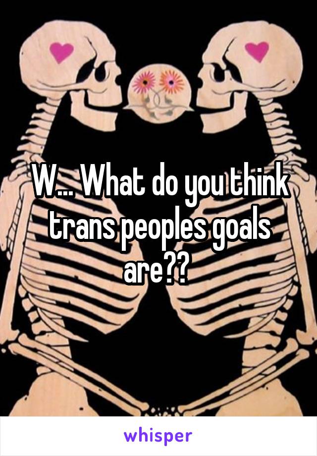 W... What do you think trans peoples goals are?? 