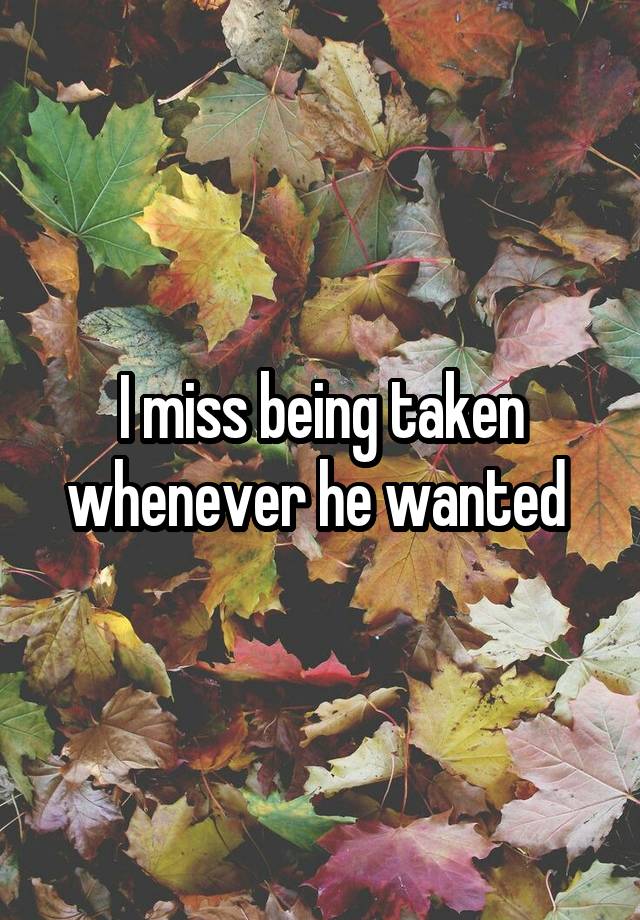 I miss being taken whenever he wanted 