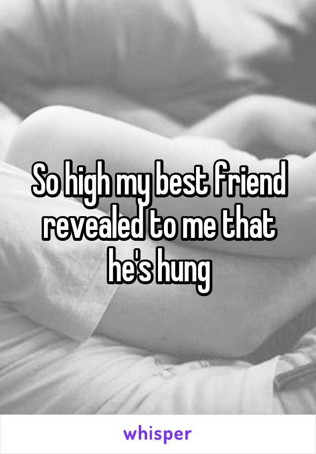 So high my best friend revealed to me that he's hung