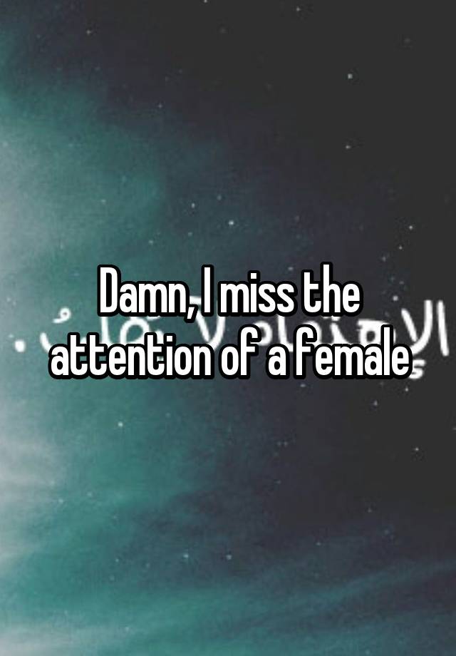 Damn, I miss the attention of a female