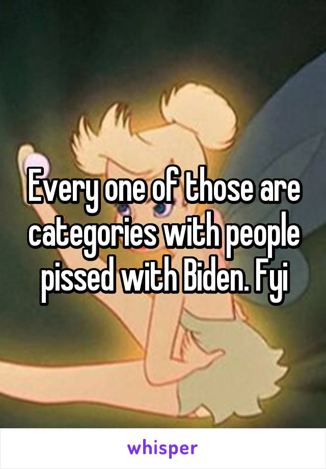 Every one of those are categories with people pissed with Biden. Fyi