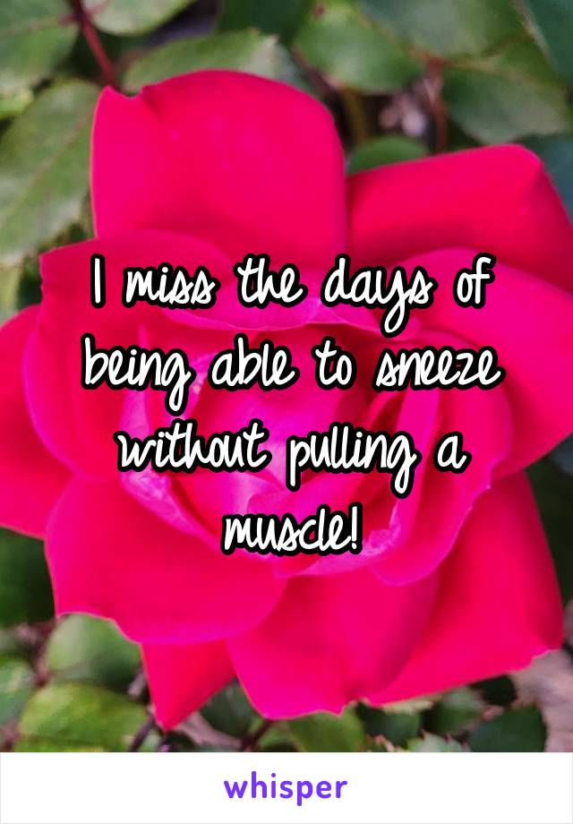 I miss the days of being able to sneeze without pulling a muscle!