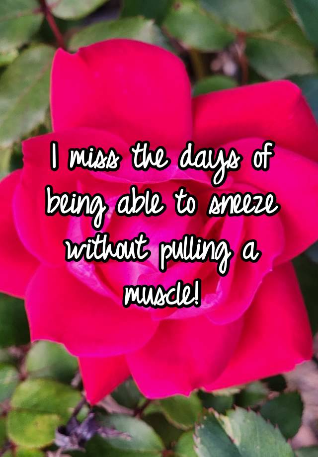 I miss the days of being able to sneeze without pulling a muscle!