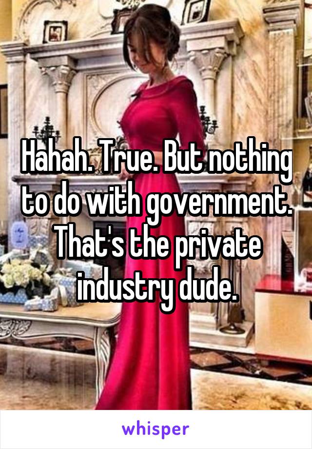 Hahah. True. But nothing to do with government. That's the private industry dude.