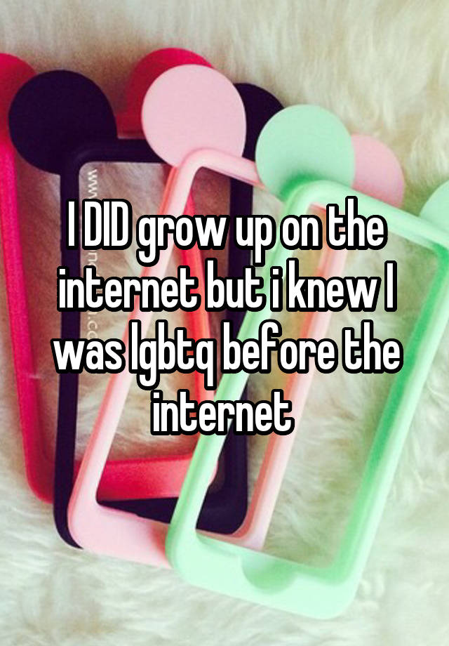 I DID grow up on the internet but i knew I was lgbtq before the internet 