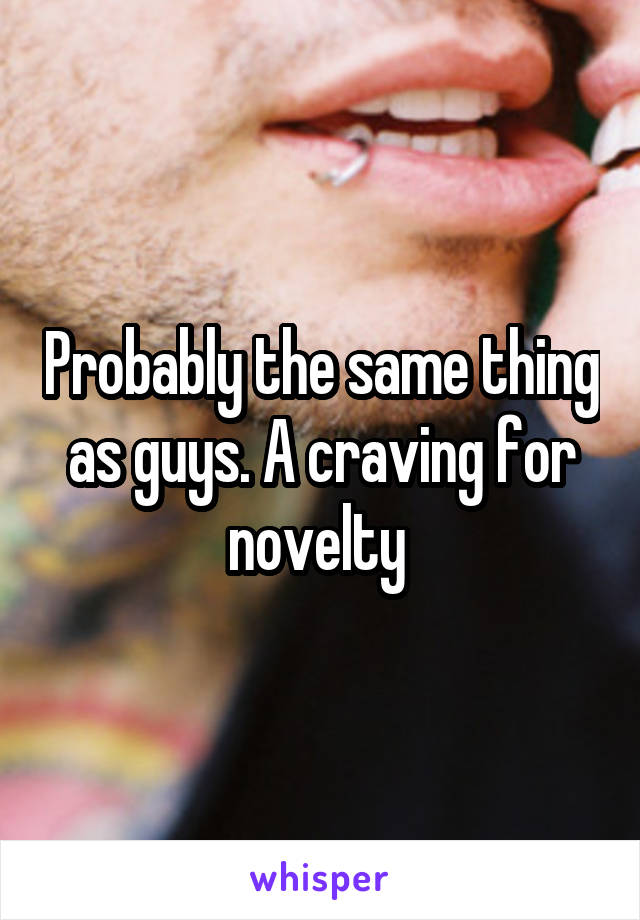 Probably the same thing as guys. A craving for novelty 