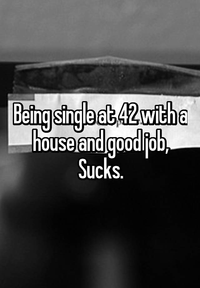 Being single at 42 with a house and good job,
Sucks.