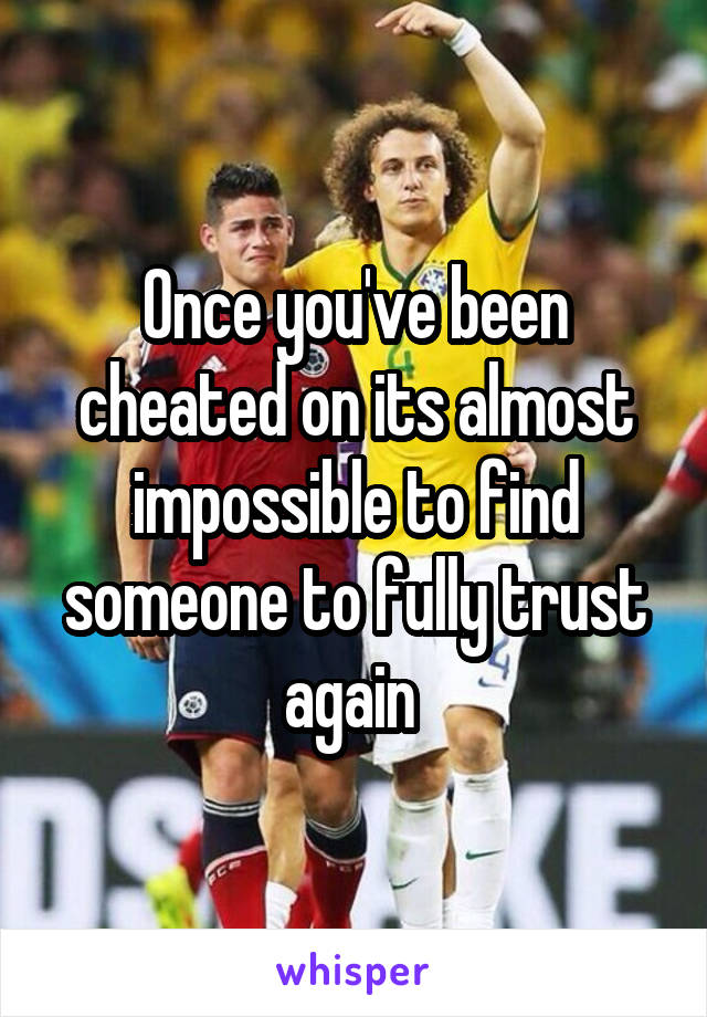 Once you've been cheated on its almost impossible to find someone to fully trust again 