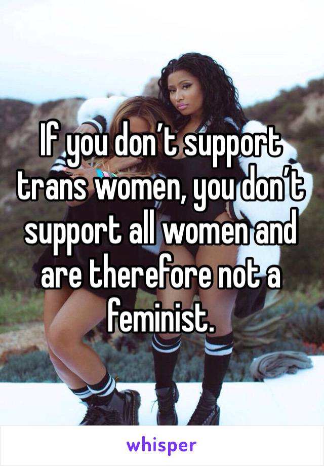 If you don’t support trans women, you don’t support all women and are therefore not a feminist.