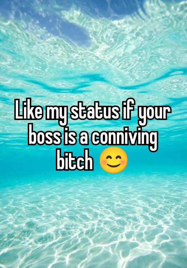 Like my status if your boss is a conniving bitch 😊