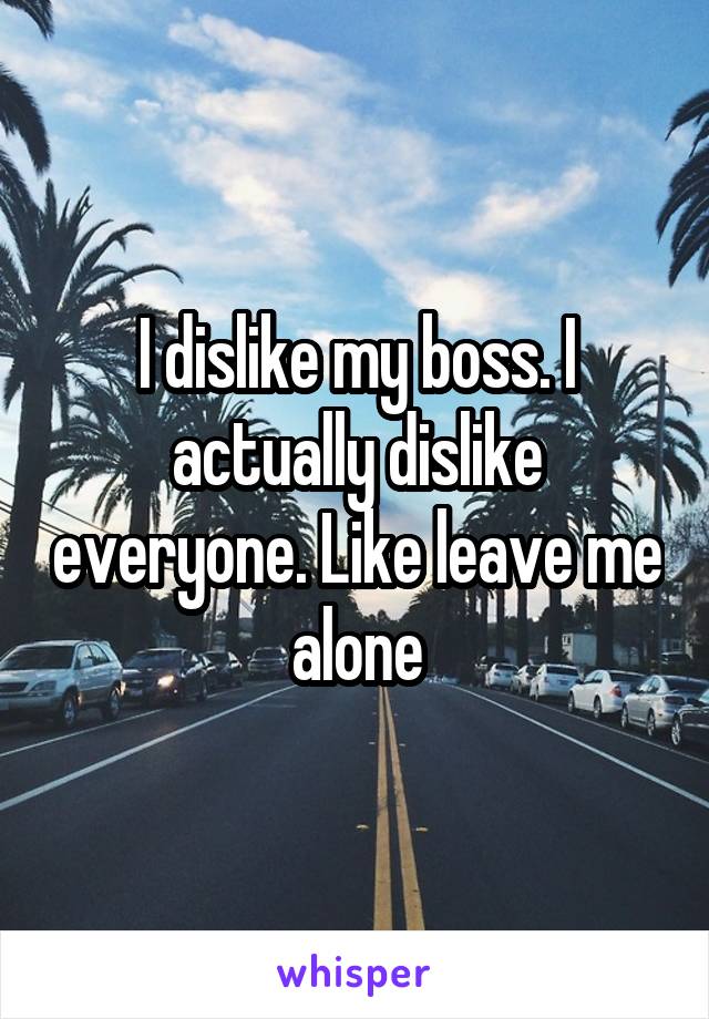 I dislike my boss. I actually dislike everyone. Like leave me alone