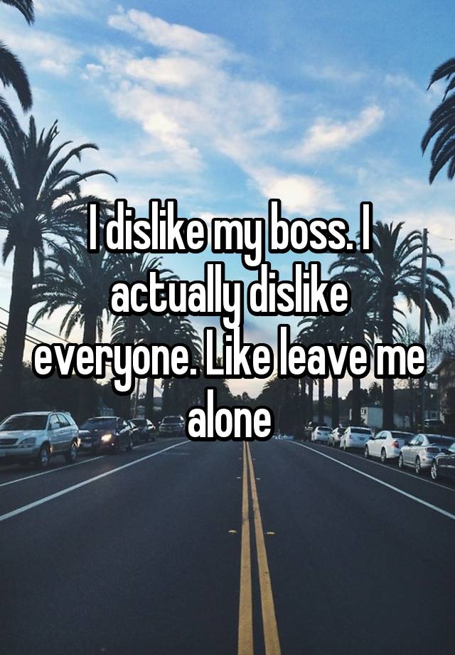 I dislike my boss. I actually dislike everyone. Like leave me alone