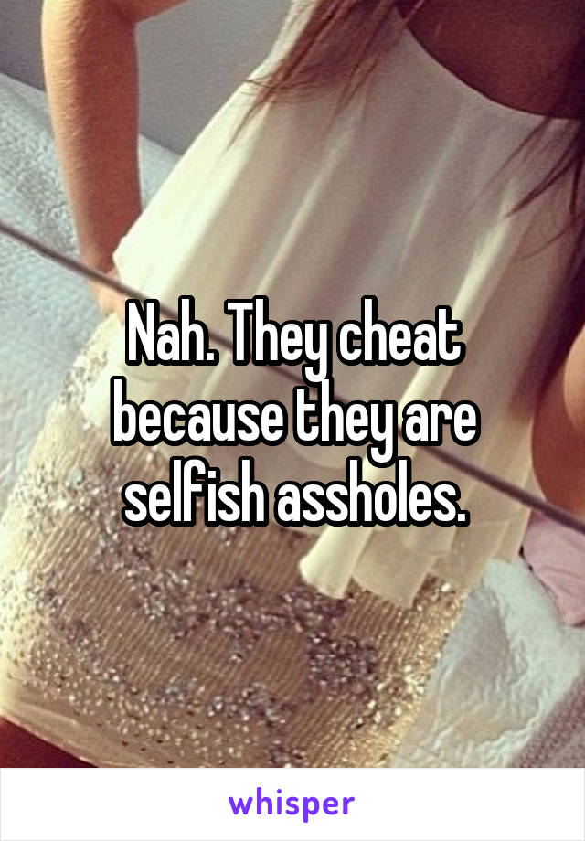 Nah. They cheat because they are selfish assholes.