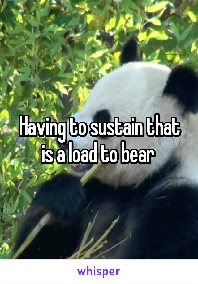 Having to sustain that is a load to bear 