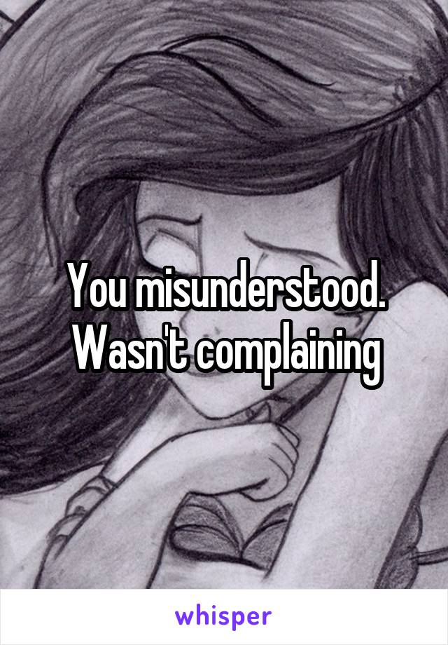 You misunderstood. Wasn't complaining