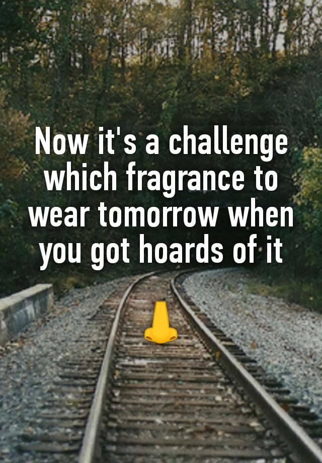 Now it's a challenge which fragrance to wear tomorrow when you got hoards of it

👃