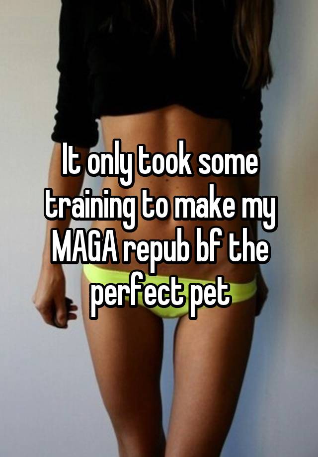 It only took some training to make my MAGA repub bf the perfect pet