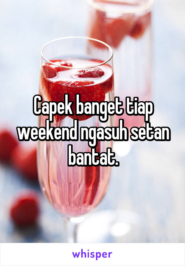 Capek banget tiap weekend ngasuh setan bantat.