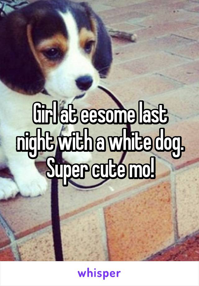 Girl at eesome last night with a white dog. Super cute mo!