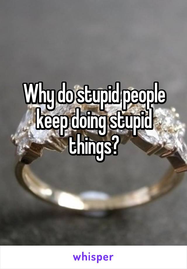 Why do stupid people keep doing stupid things?
